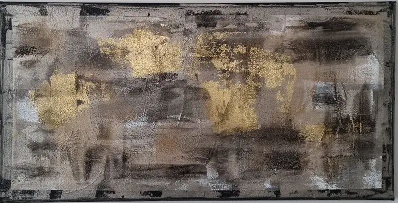 Akrylmålning Abstrakt " Golden light" av Annsofi Alm
