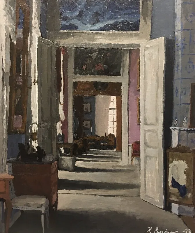 Akrylmålning Interiör - Löfstad slott av Kevin Parnebrant