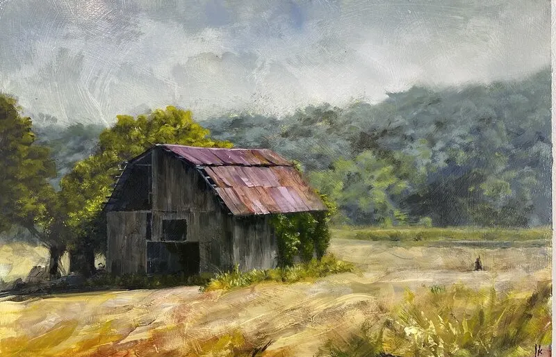 Oljemålning Old barn av Joe Jersak