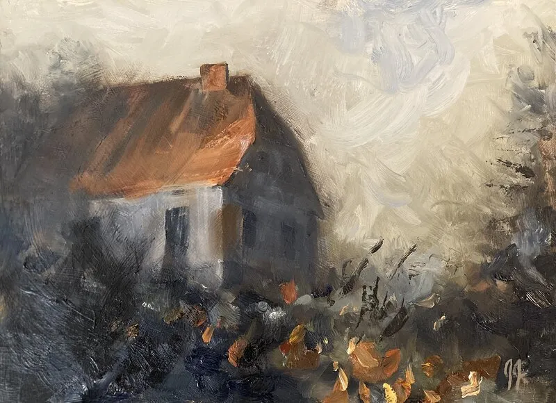 Oljemålning Old house av Joe Jersak