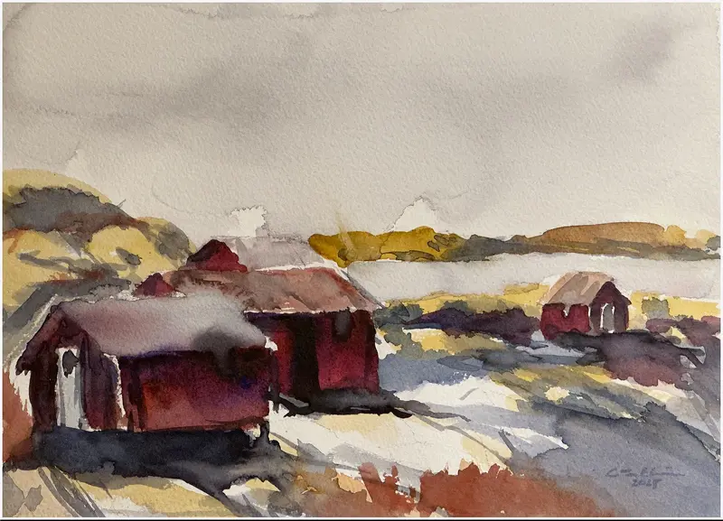 Akvarell Huvudskär av Göran Ekström