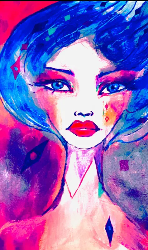 Akrylmålning Ruter Dam 2 av Camilla .