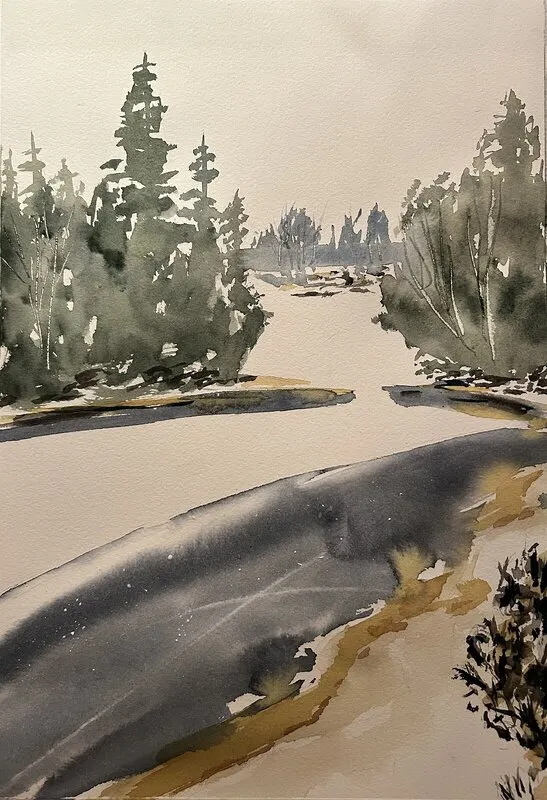 Akvarell Winter wonderland av Katarina Kiprowska