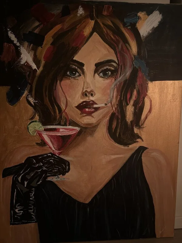 Akrylmålning Cocktaildags av Annelie Wangler