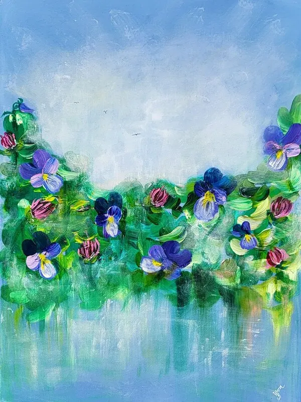 Akrylmålning Sommarens Mildhet av Ylva Berglund