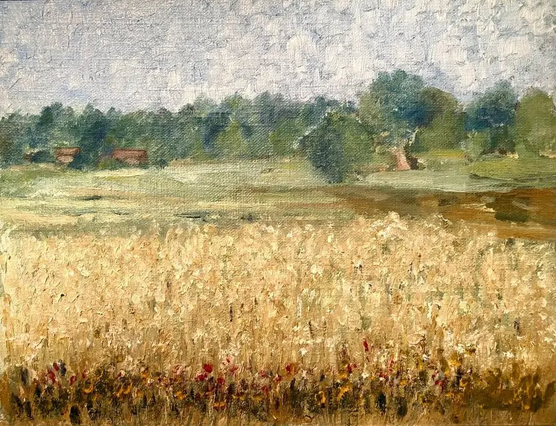 Oljemålning Sädesfält av Jan-Olof Larsson