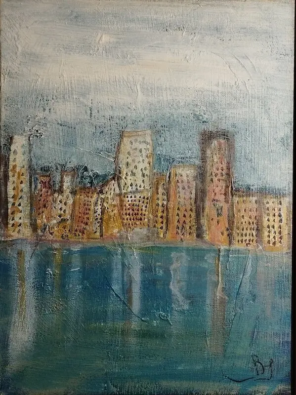 Akrylmålning Göta älv av Bengt Johansson