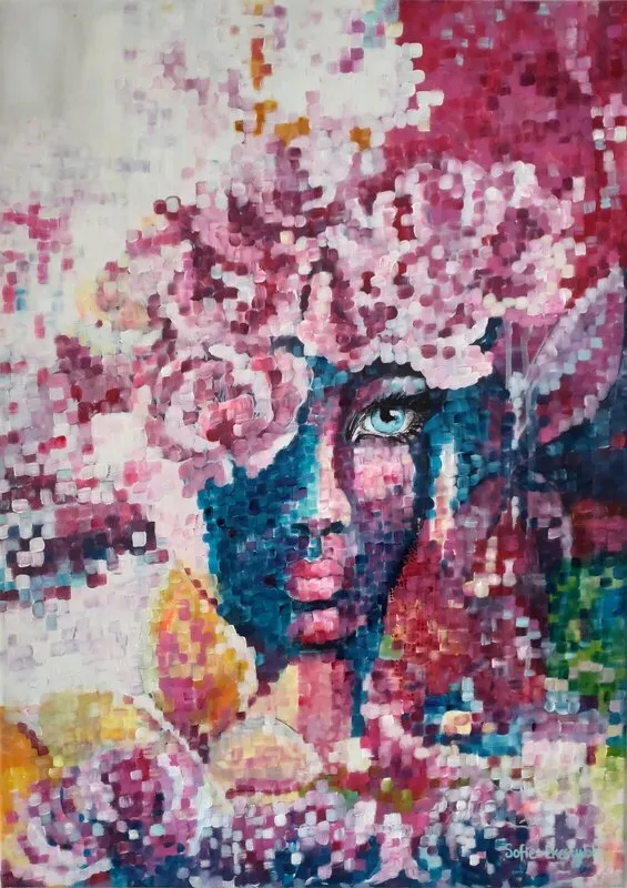 Akrylmålning From the pixels av Sofie Ekestubbe