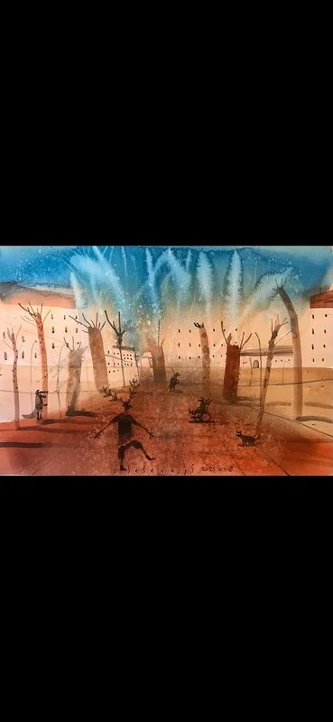 Akvarell Kronhjort av Sergei Selezkij