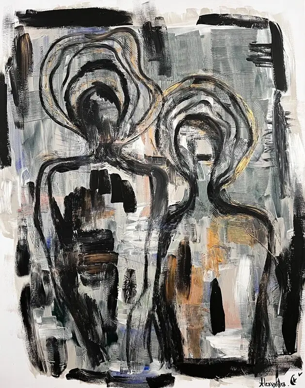 Akrylmålning Lost in a world without feelings av Alexsandra CK