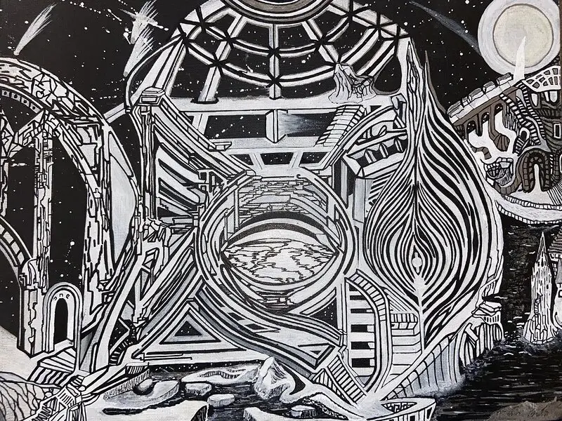 Akrylmålning The empty city av Tobias Karlsson