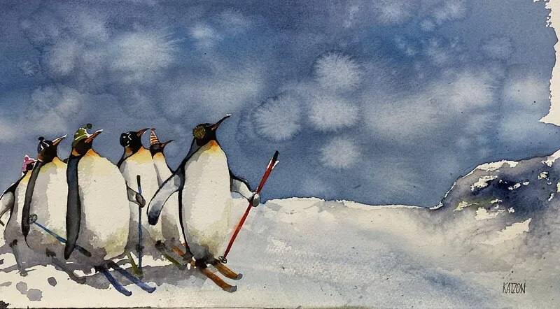 Akvarell Träningsläger av Katarina Sakrisson