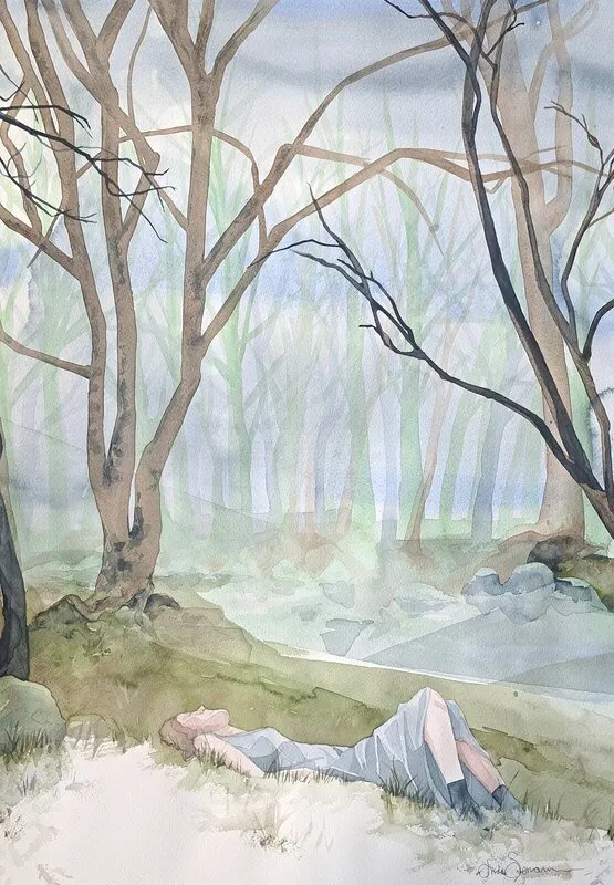 Akvarell When I am among the trees av Frida Stensmar