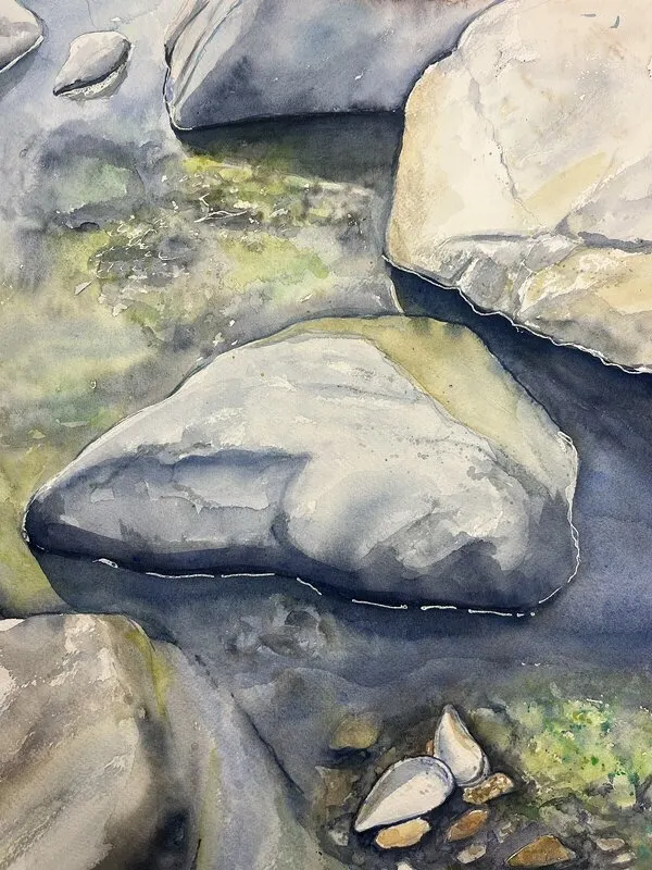 Akvarell Stenar i Ugglarp av Annica Fritz