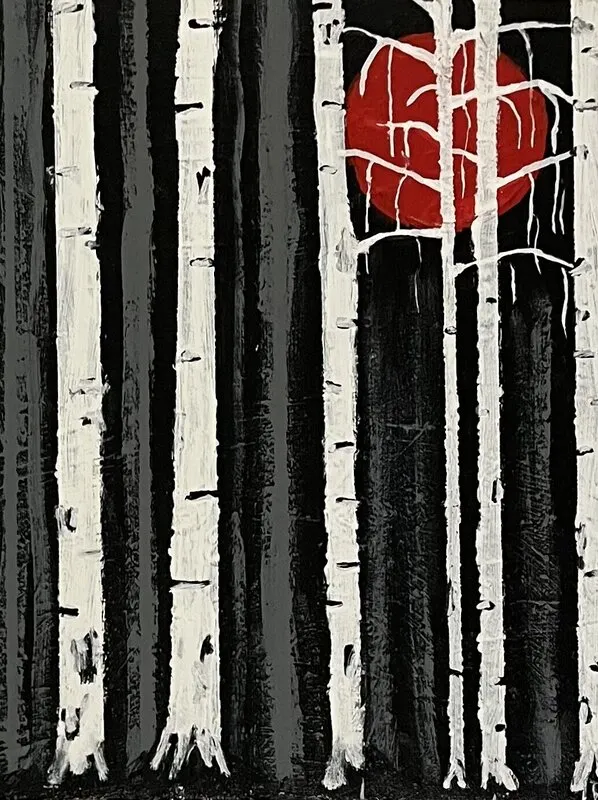 Akrylmålning Björk by night av INNA Törnroos