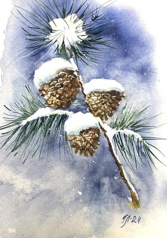 Akvarell Kottar av Tanya Lundmark