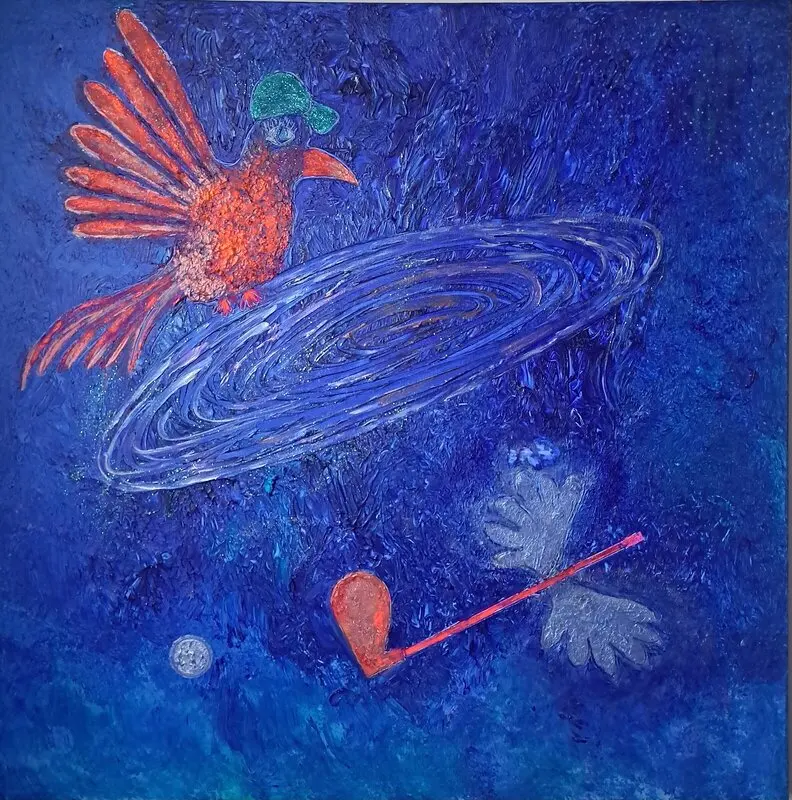 Akrylmålning Golfaren från Andromeda av Liselott Ringström