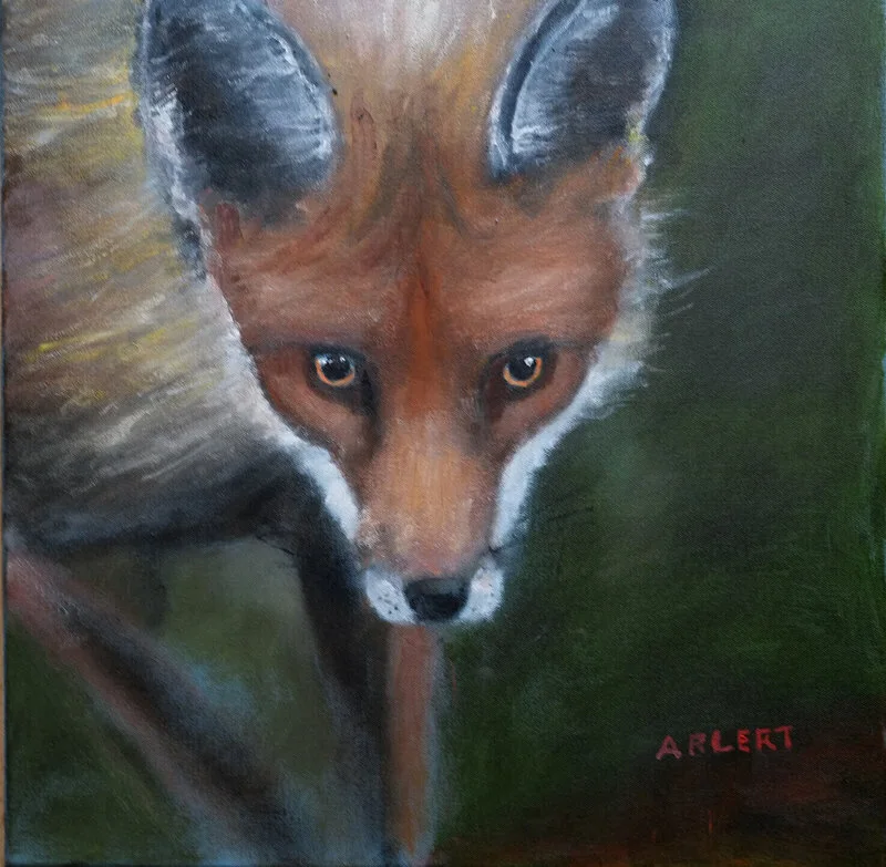 Oljemålning Räv av Bertil Arlert