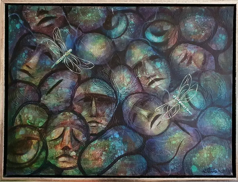 Akrylmålning Beneath the surface av Camilla Karlsson