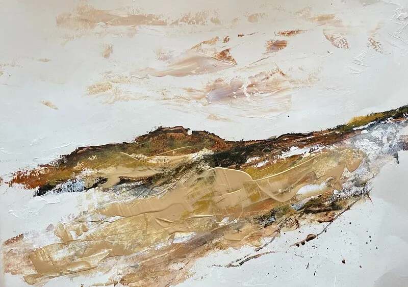 Akrylmålning Snön på väg bort av Gunilla Tuvin