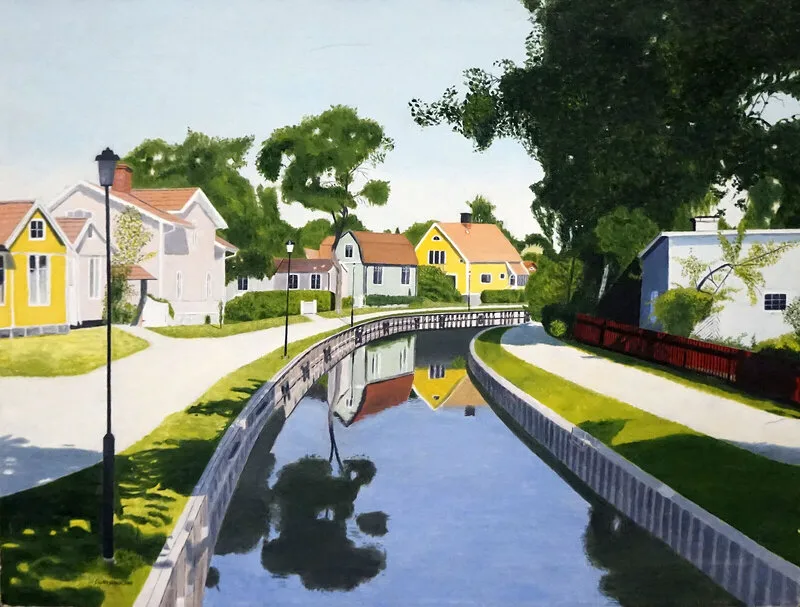 Oljemålning Trosa av Sigge Söderlund