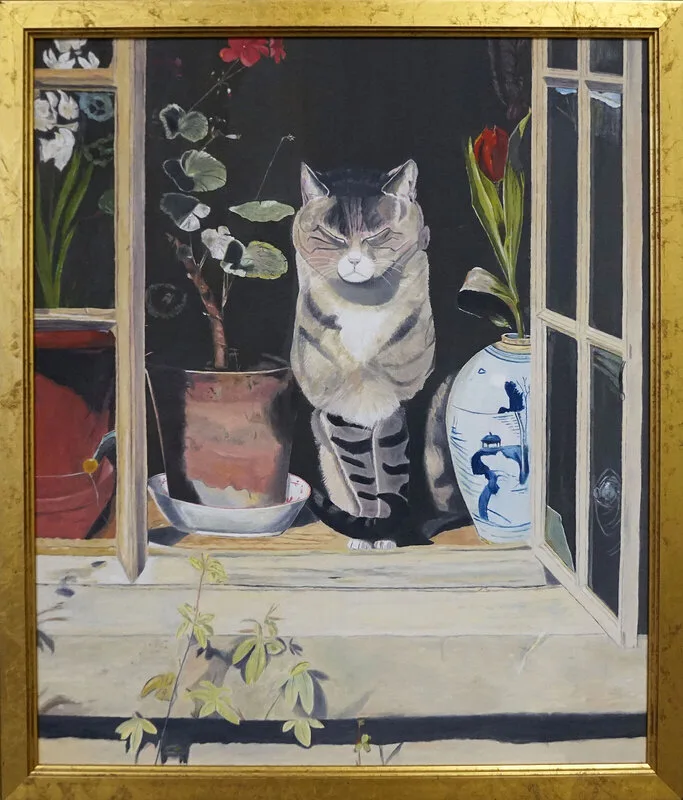 Oljemålning Katt I Fönstret av Sigge Söderlund