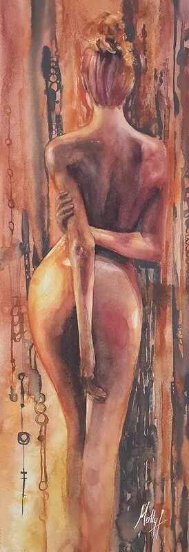 Akvarell Nude 2 av Molly, Monika Hellgren