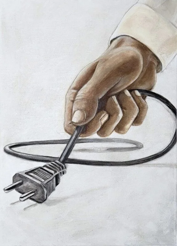 Akrylmålning HÅLLA KONTAKTEN av Josefine ’JSFN’ Häggkvist