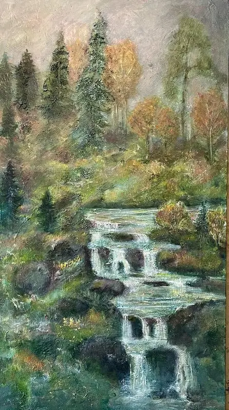 Akrylmålning Porlande, rinnande liv av Gunilla Palusa