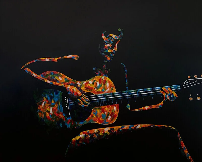 Akrylmålning The Guitarist av Hannah Mannheimer