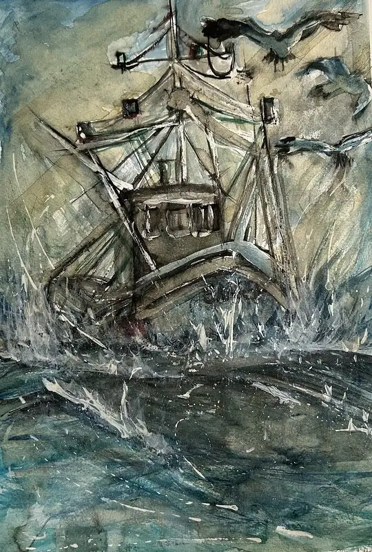 Akvarell Stormy av Charlotte Andersson