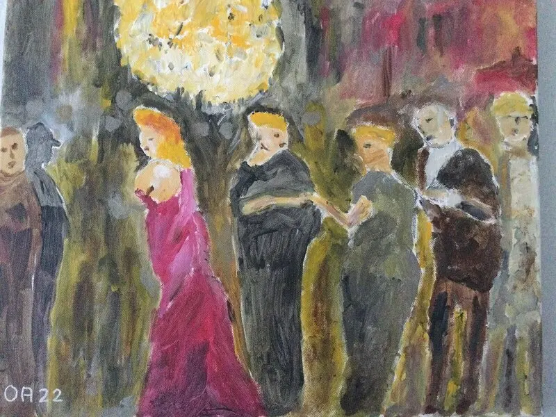 Akrylmålning Mingel av Olle Astemo