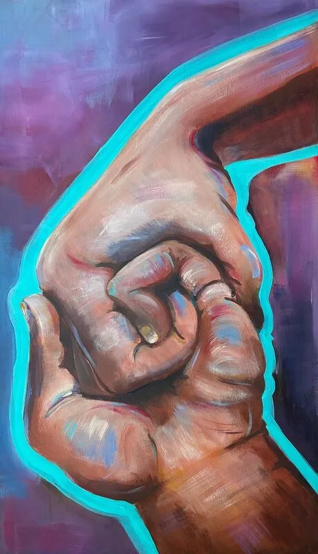 Akrylmålning Holding hands av Gina Axlund