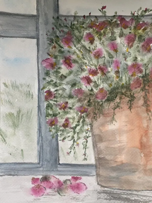 Akvarell Blomkruka av Gunthe