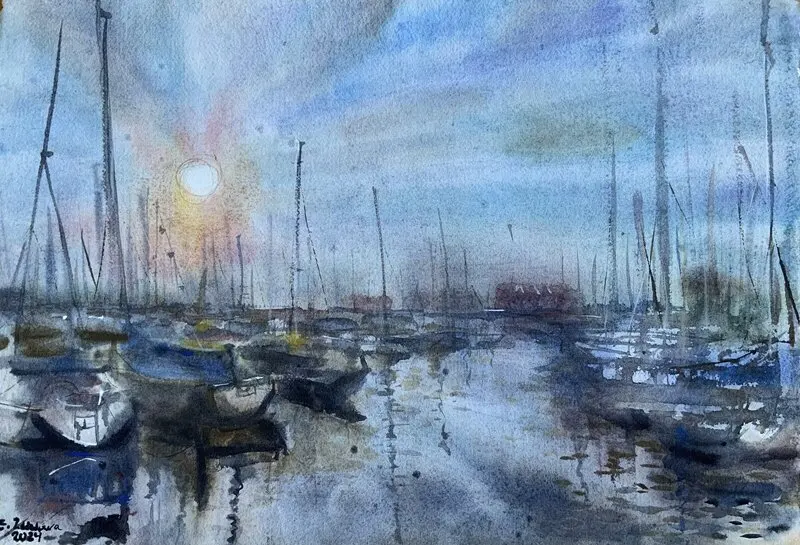 Akvarell Grand port suédois av Elena Ilicheva