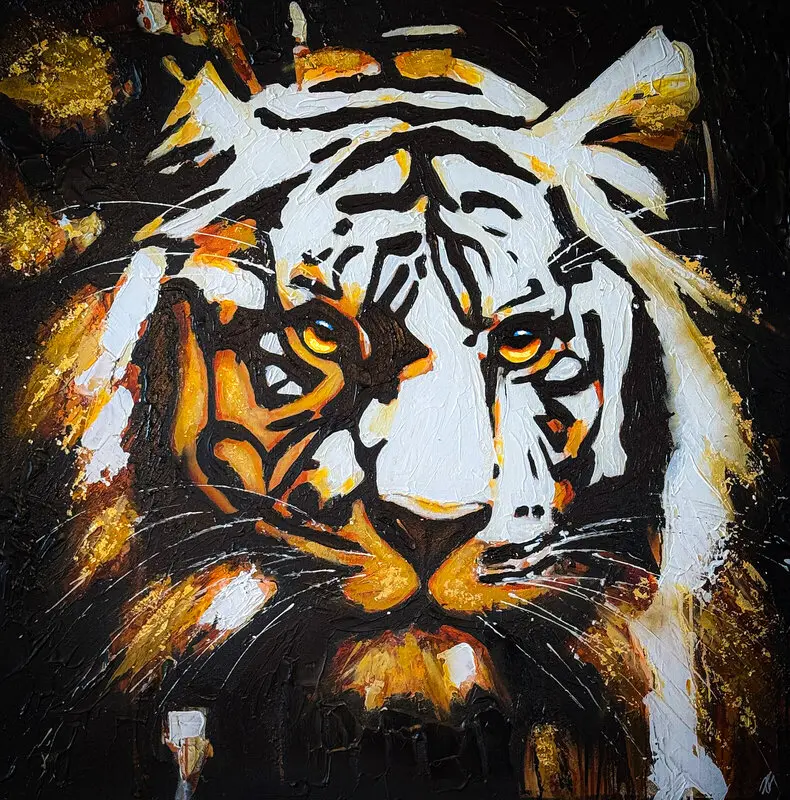 Akrylmålning The Tiger av Helena Valfridsson