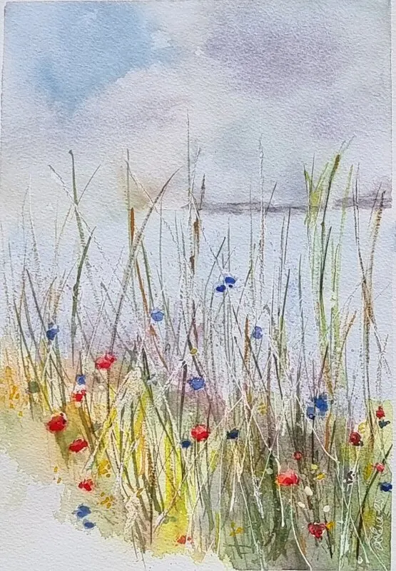Akvarell Summertime when the living is easy av Åsa Edlund