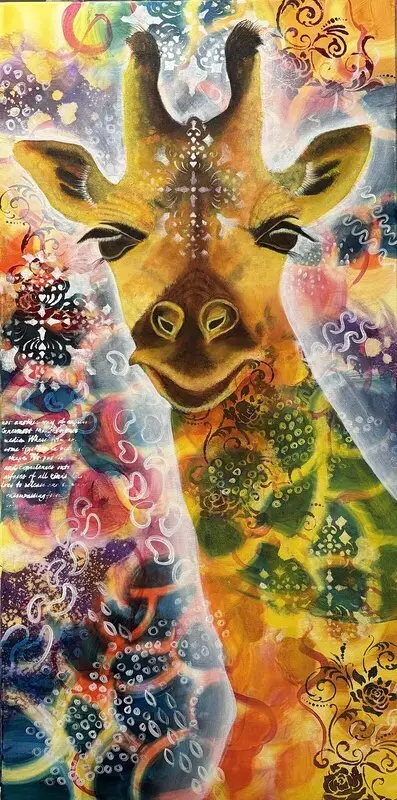 Akrylmålning Fru Giraff av MariaNehlinsDesign Nehlin