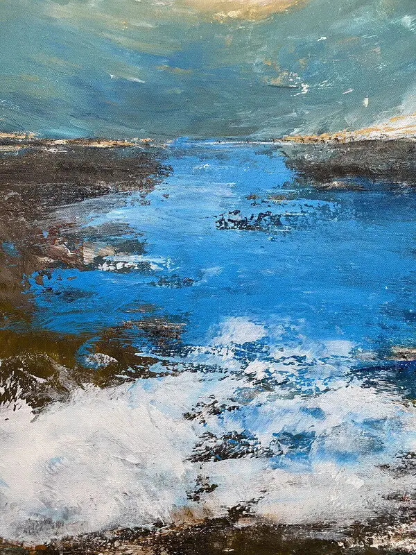 Akrylmålning Floden möter havet av Ela Drej