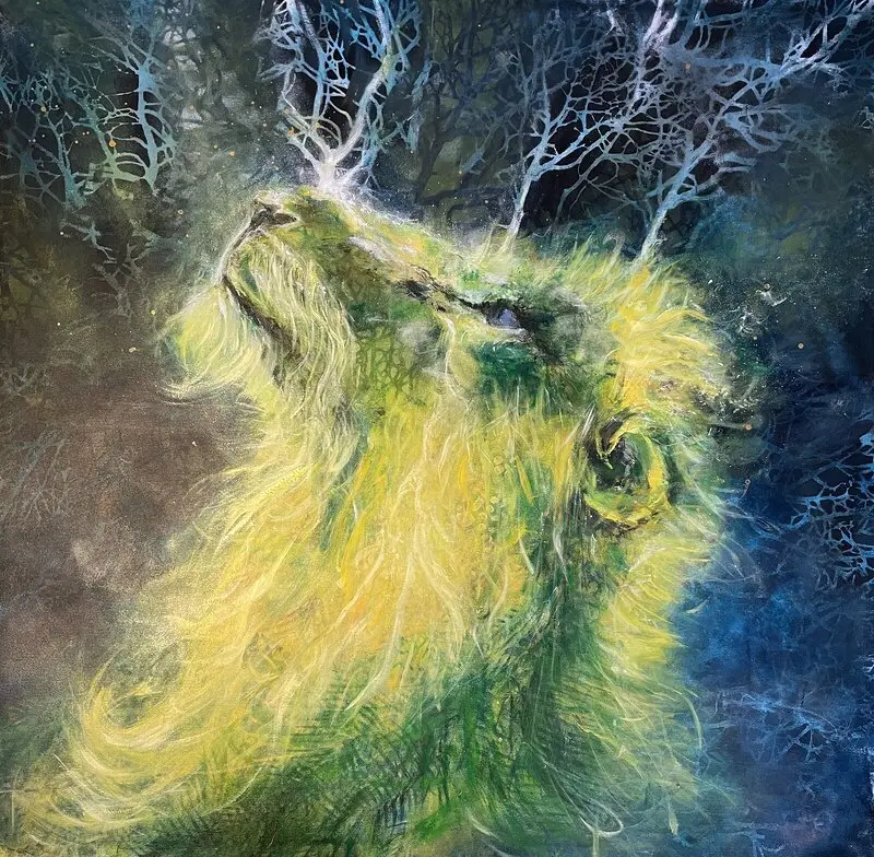 Akrylmålning Lejonets magi av Tina Frangi