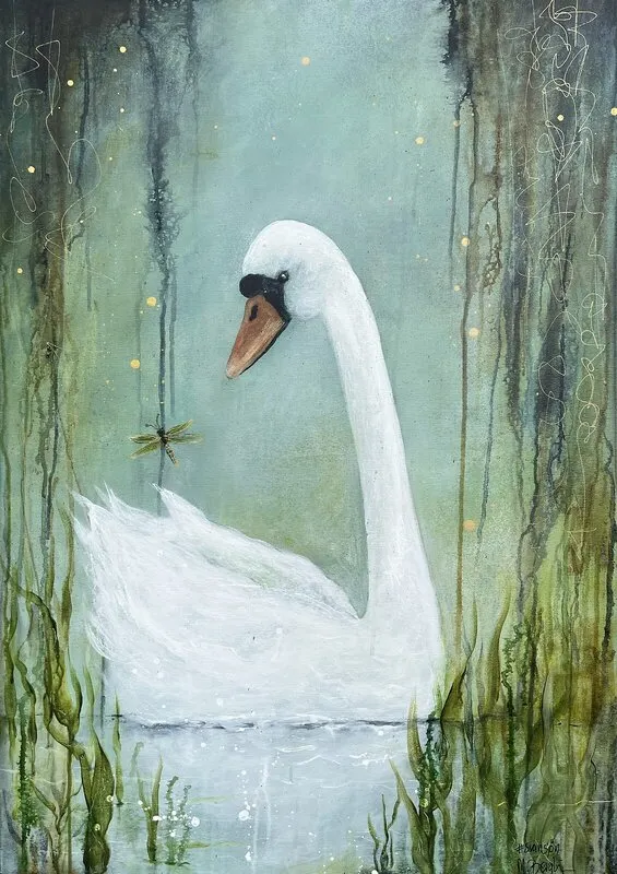 Akrylmålning Svansjön av Monica Berglin