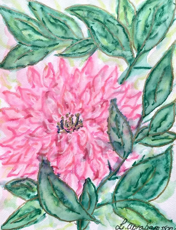Akvarell Dahlia av Linda Abrahamsson La Arts Sweden