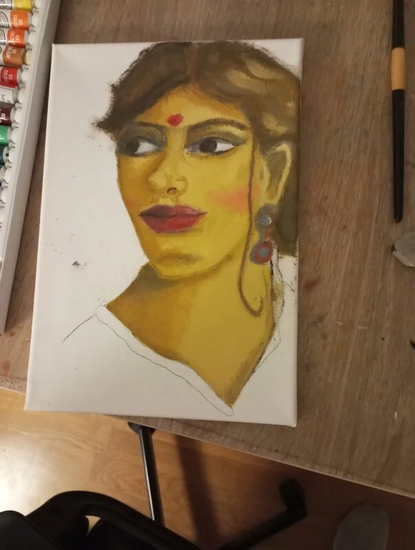 Oljemålning Indish woman av Helena Jansson