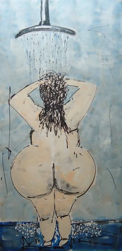 Akrylmålning Shower Woman av Roland Rongen