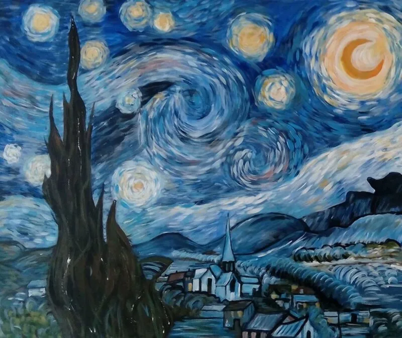 Akrylmålning Starry Night av Roland Rongen