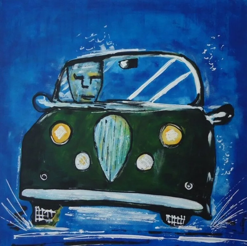 Akrylmålning Jaguar av Roland Rongen