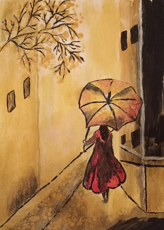 Akvarell Kvinnan i gränden av Lena Stenberg