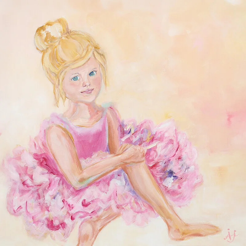 Akrylmålning Pink ballerina girl av Åsa Jäderlund