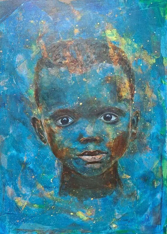 Akrylmålning Framtidsbiljett Nairobi av Anna Öckerman