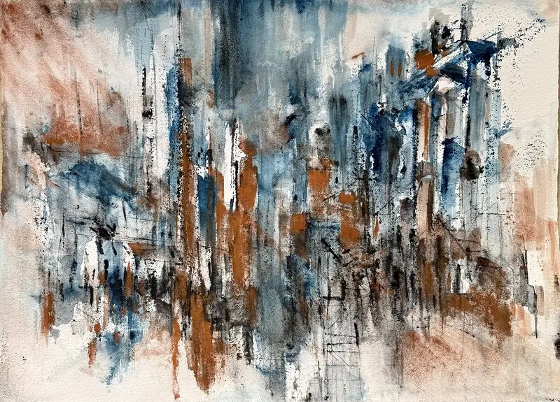 Akvarell Delayed in the blue av Dana Ingesson